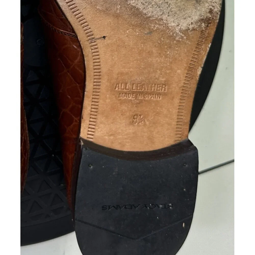 Stacy Adams Mens Oxford Dress Shoes Brown Faux Alligator Tassel Lace Up 9.5